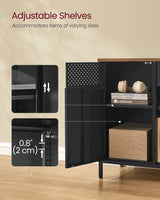 Home Rustic Brown/Black Metal Buffet Cabinet
