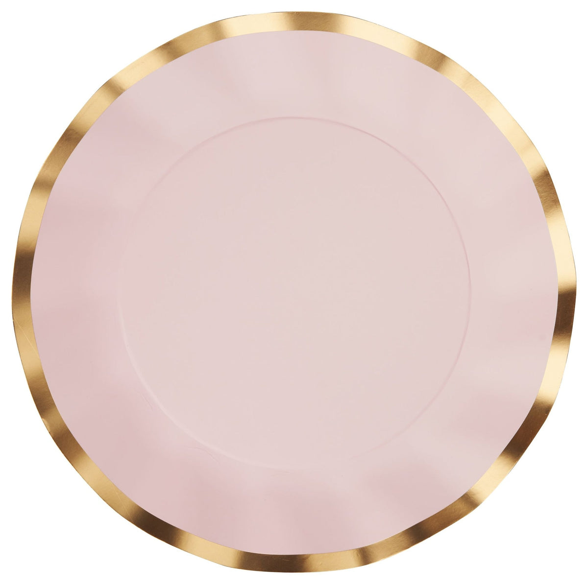 Round Bordered Trimmed Paper Disposable Dinner Plates, Pink/Gold, 10-in, 8-pk, for Valentine's Day/Bridal Shower/Baby Shower