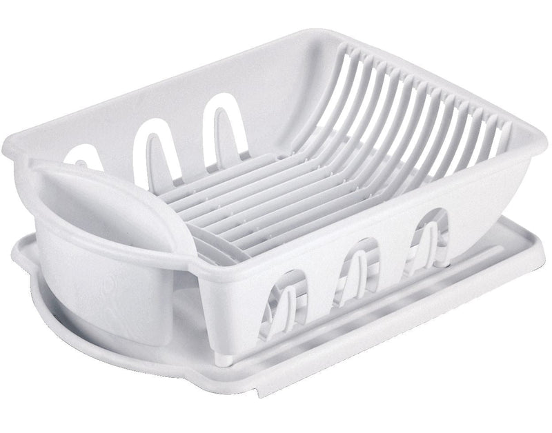 Plastic Nesting Dish/Cutlery Drying Rack & Drainboard Tray For Kitchen, White F6299