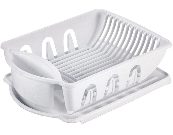Plastic Nesting Dish/Cutlery Drying Rack & Drainboard Tray For Kitchen, White F3319