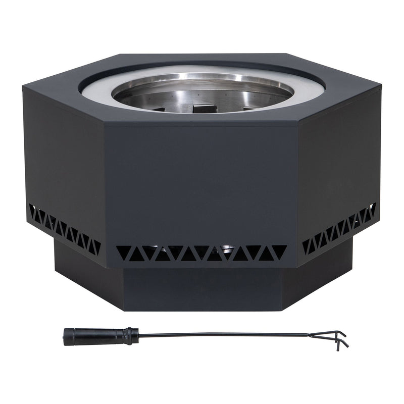 Hexagonal Low Smoke Stainless Steel Fire Pit, 26-in M6976