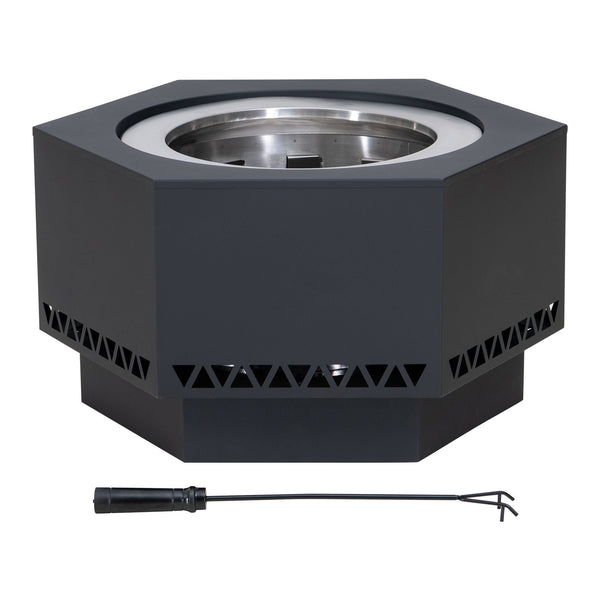 Hexagonal Low Smoke Stainless Steel Fire Pit, 26-in U1356