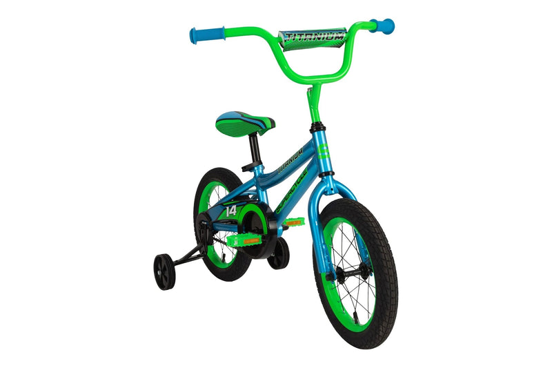 Titanium Kids' Bike with Training Wheels, Blue,14-in Q8379