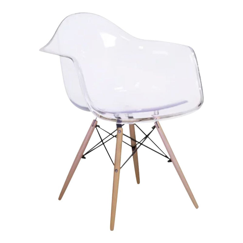 Clear Plastic Bucket Armchair with Wood Legs K8084