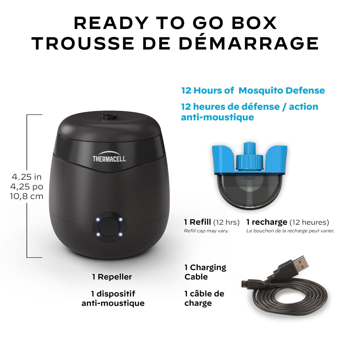E-ZoneGuard Patio Rechargeable Mosquito Repeller with 12-Hr Refill and 5.5-Hr Battery, Charcoal