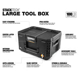 Middle Portable Modular Plastic/Metal Tool Box with Inner Tray, IP65-Rated, Black