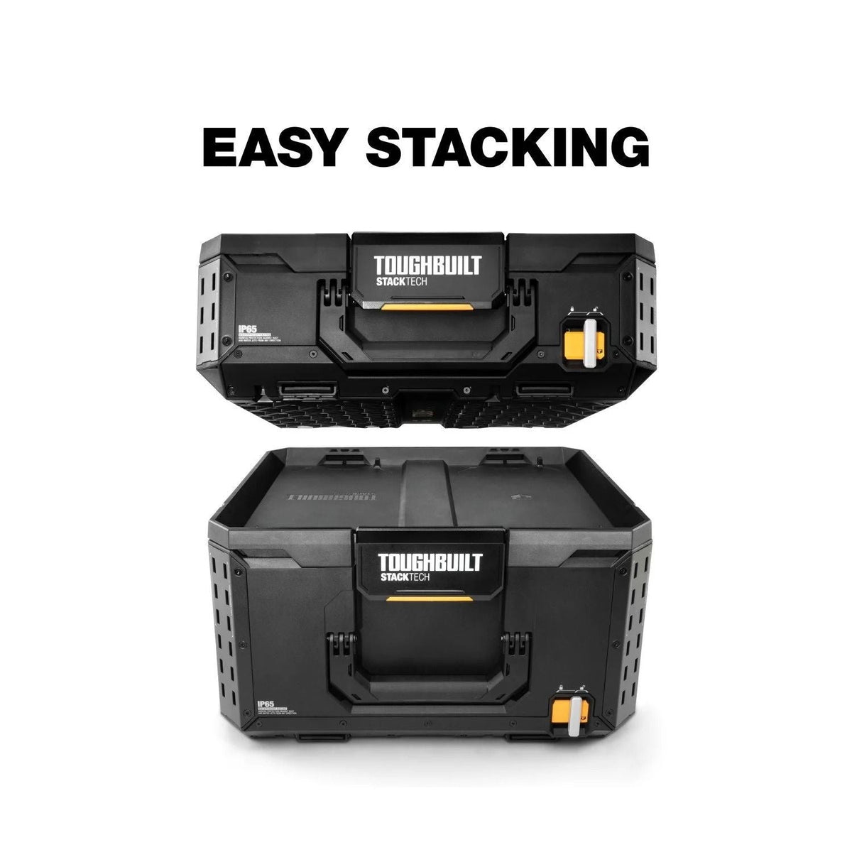 Middle Portable Modular Plastic/Metal Tool Box with Inner Tray, IP65-Rated, Black