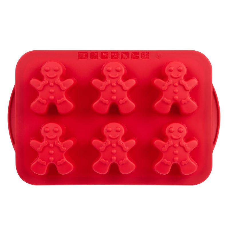 Dishwasher Safe Red Silicone Gingerbread Pan, 6-pk M1712