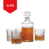 Glass Whiskey Decanter & Glasses Set, 5-pc