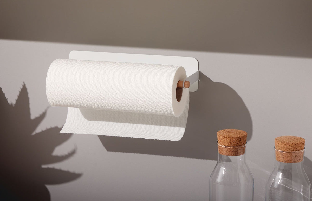 Linear Under Cabinet/Wall Mount Metal Paper Towel Holder with Mounting Hardware, White