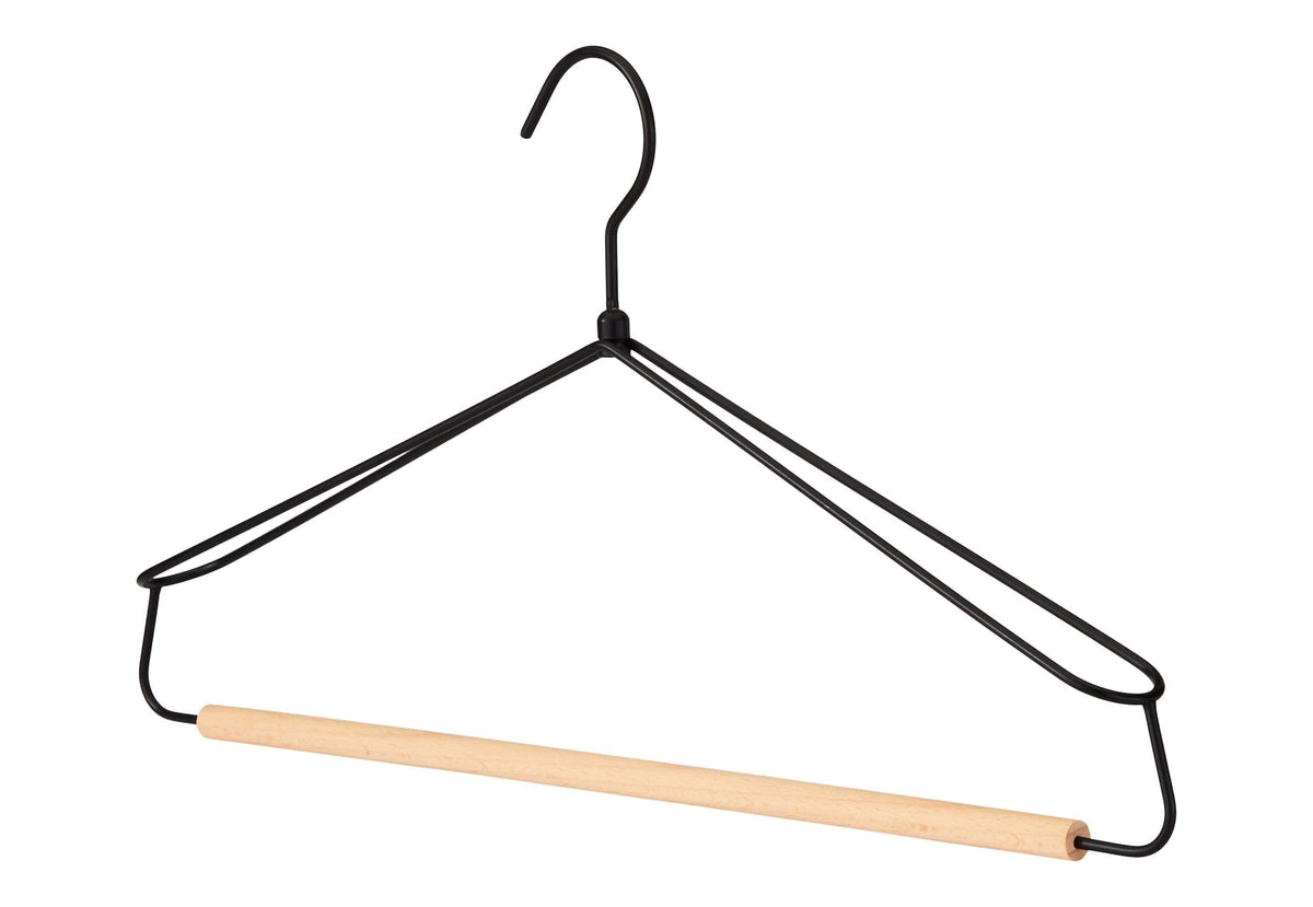 Metal Wire Hanger with Wooden Bar, 3-pk