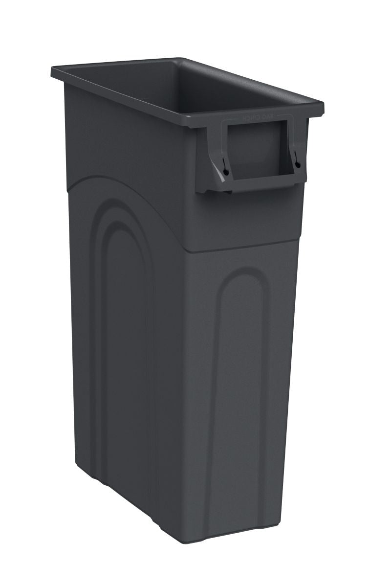 Plastic Tall Slim Rectangular Garbage Can, Black, 87-L C3430