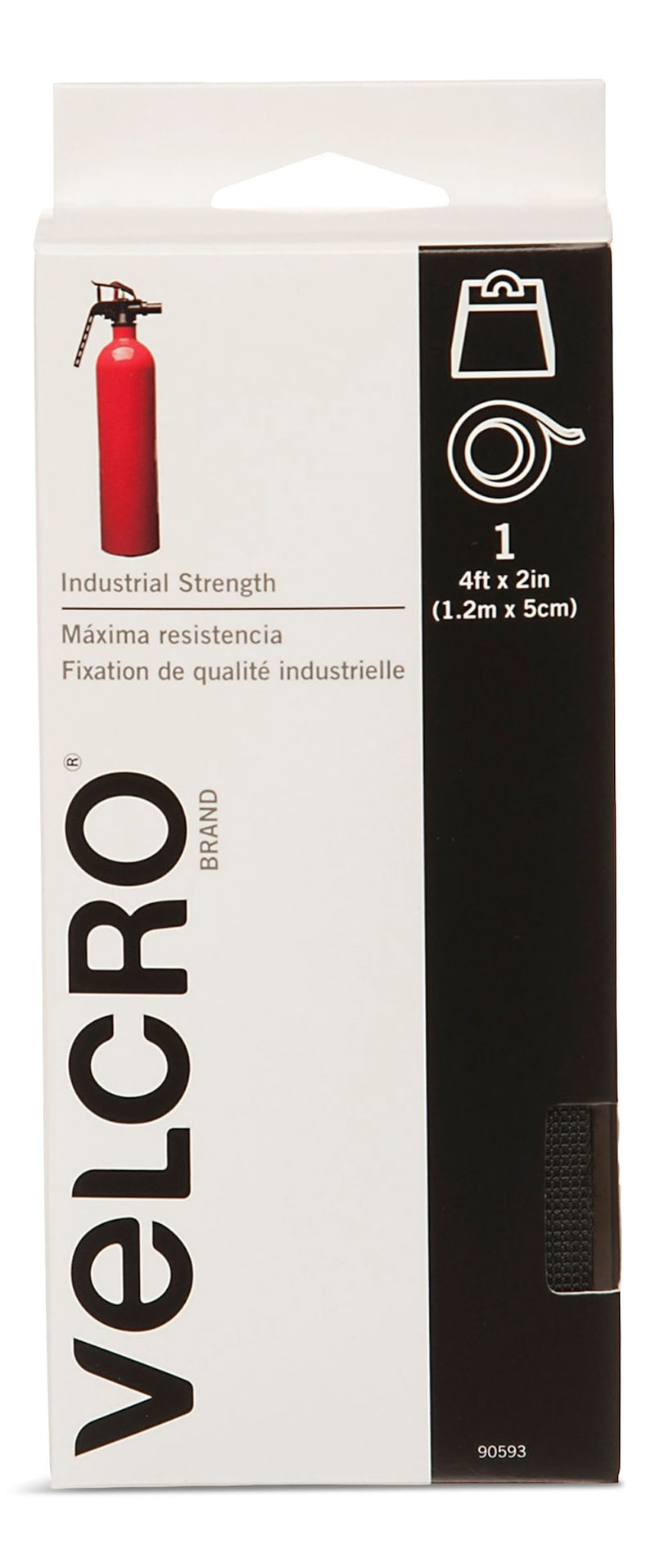 Hook-and-loop Industrial Strength Tape with Heavy Duty Adhesive, 4-ft x 2-in, 1-pk O6956