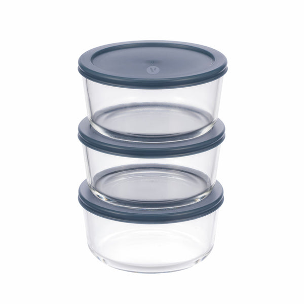 Round Glass Food Storage Container Set with Lids, 6-pc H4364
