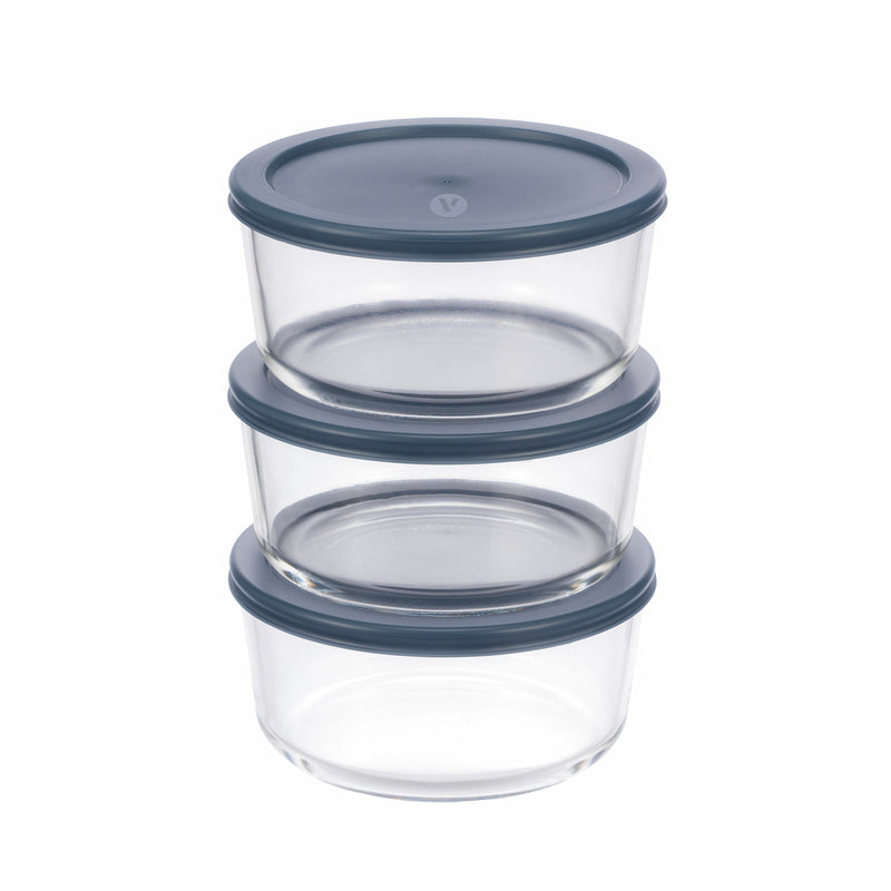 Round Glass Food Storage Container Set with Lids, 6-pc H4364