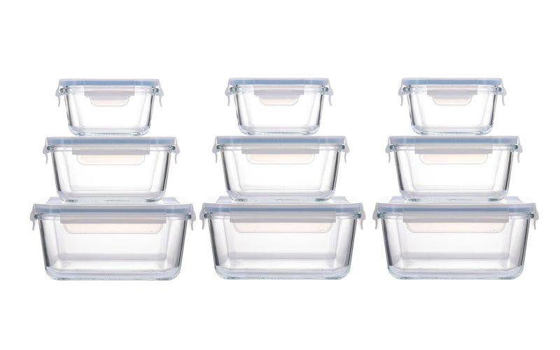 Square Glass Food Storage Container Set, 18-pc R1194