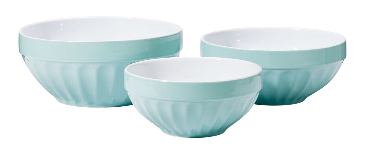 White/Blue Ceramic Mixing Bowl Set, 3-pc