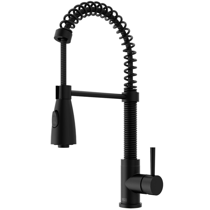 Brant Single Handle Pull Down Sprayer Kitchen Faucet, Matte Black V5673