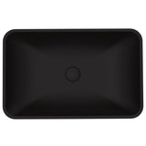 Hadyn Glass Rectangular Vessel Bathroom Sink/Basin with Rounded Edges & Deep Bowl, Black