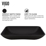 Hadyn Glass Rectangular Vessel Bathroom Sink/Basin with Rounded Edges & Deep Bowl, Black
