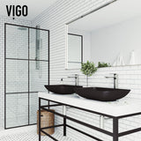 Hadyn Glass Rectangular Vessel Bathroom Sink/Basin with Rounded Edges & Deep Bowl, Black