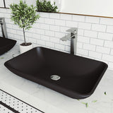 Hadyn Glass Rectangular Vessel Bathroom Sink/Basin with Rounded Edges & Deep Bowl, Black