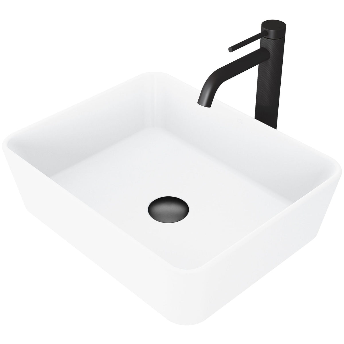 Marigold Matte White Bathroom Sink/Basin Set with Lexington Faucet and Rectangular Composite Vessel