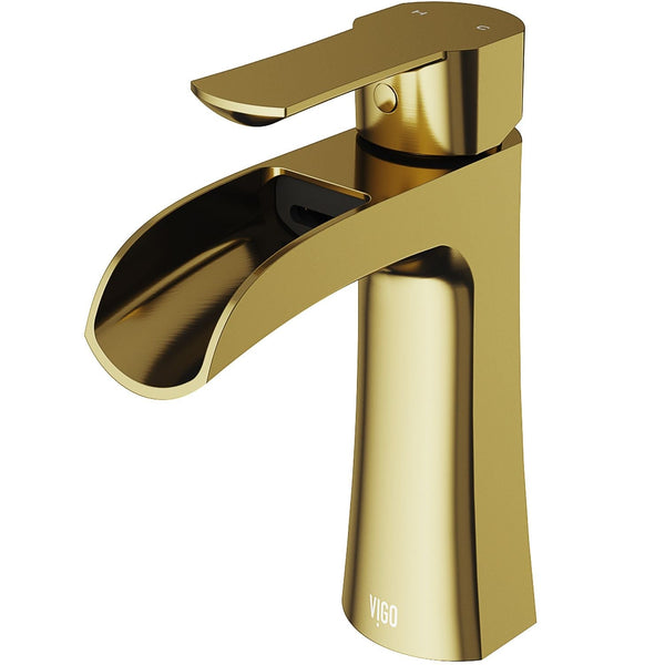 Paloma Single Handle Single Hole Bathroom Sink Faucet, WaterSense Certified, Matte Gold I8797