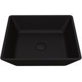 Roma Glass Square Vessel Bathroom Sink/Basin with Rounded Edges & Deep Bowl, Black
