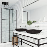 Roma Glass Square Vessel Bathroom Sink/Basin with Rounded Edges & Deep Bowl, Black