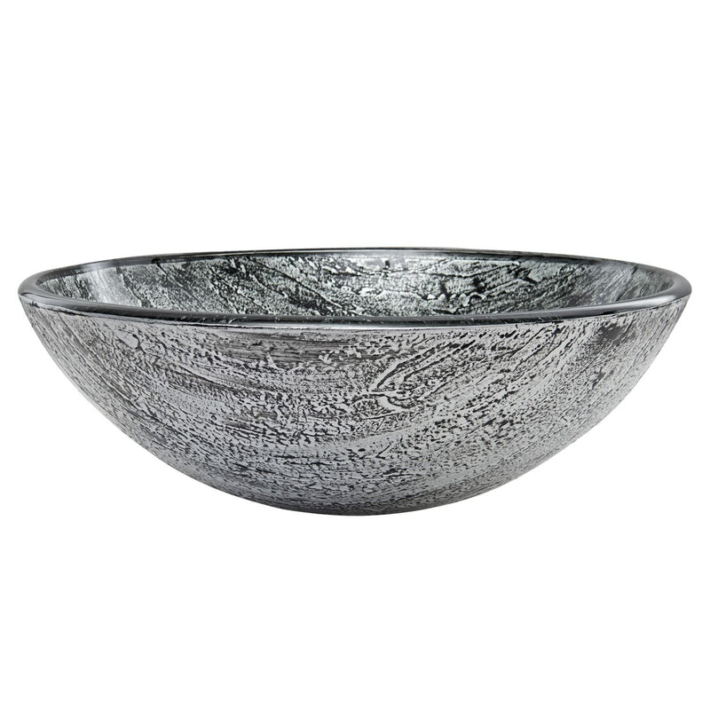 Round Glass Vessel Bathroom Sink/Basin with Deep Bowl, Titanium N1978