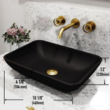 Sottile Matte Black Bathroom Sink/Basin Set with Cass Wall Mount Faucet and Glass Rectangular Vessel