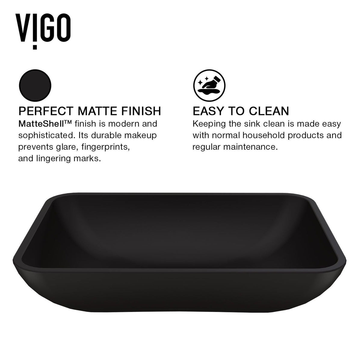 Sottile Matte Black Bathroom Sink/Basin Set with Cass Wall Mount Faucet and Glass Rectangular Vessel