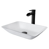 Sottile White Bathroom Sink/Basin Set with Niko Faucet and Glass Rectangular Vessel