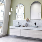 Sottile White Bathroom Sink/Basin Set with Niko Faucet and Glass Rectangular Vessel