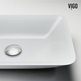 Sottile White Bathroom Sink/Basin Set with Niko Faucet and Glass Rectangular Vessel