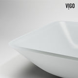 Sottile White Bathroom Sink/Basin Set with Niko Faucet and Glass Rectangular Vessel