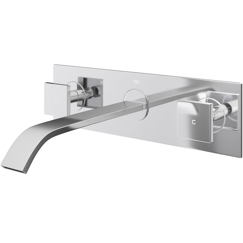 Titus Wall Mount Dual Handle Bathroom Sink Faucet, Eco-Friendly 1.2 GPM Flow Rate, Chrome B6396