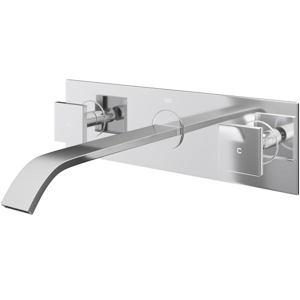 Titus Wall Mount Dual Handle Bathroom Sink Faucet, Eco-Friendly 1.2 GPM Flow Rate, Chrome H4347