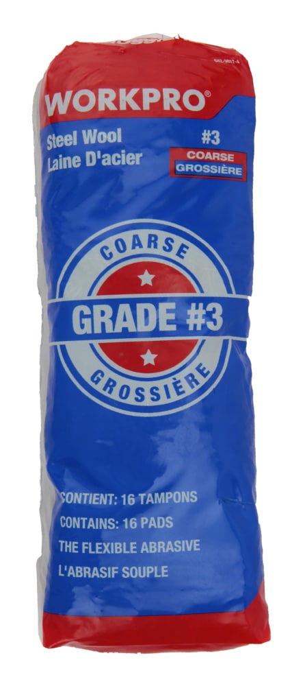 Steel Wool Pads, Surface Cleaning, Paint Removal & Restoration, Coarse Grade 3, 16-pk S4451